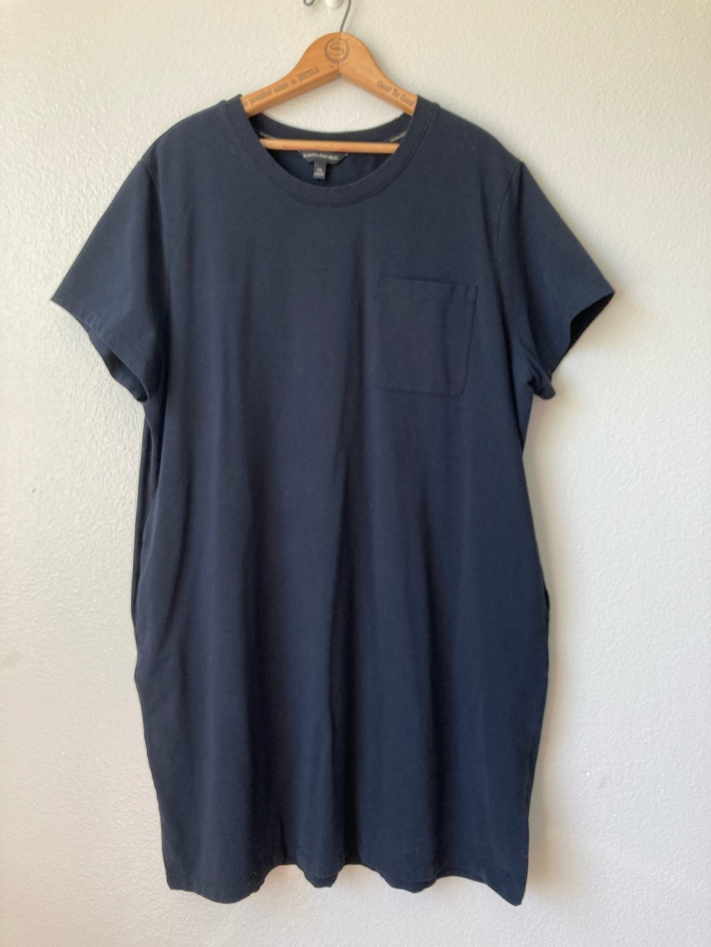 Banana Republic Black Short Sleeve T-shirt Pocket dress Relaxed Fit sz XXL